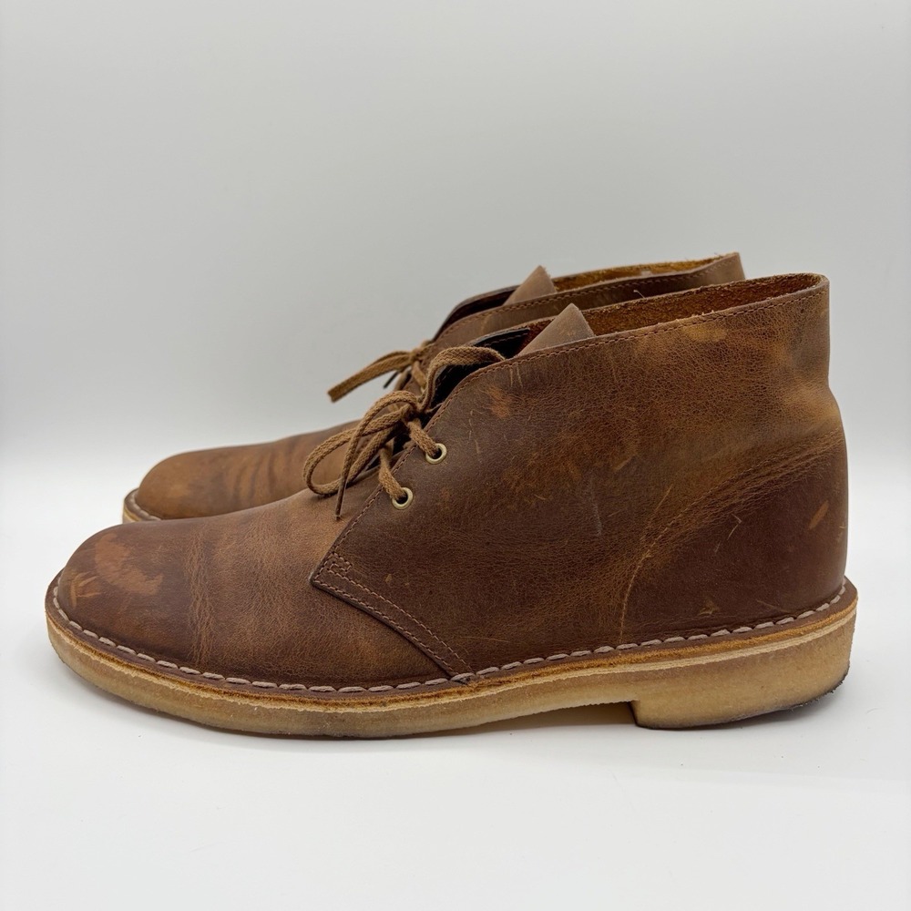 Clarks Originals Desert Boot Mens Brown Beeswax Leather Chukka Boots Sz 10 Crepe
